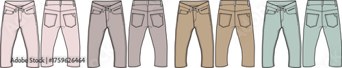 Variety of Fashionable Jeans A Stylish Collection in Various Colors for Trendy Wardrobe Choices