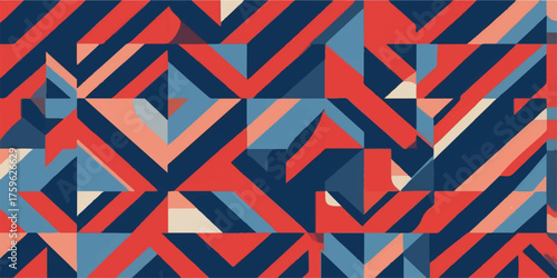 Red and white seamless chevron geometric pattern vector for fabric, wallpaper, or print design with a retro vintage style illustration