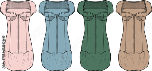 Fashionable Dresses in Different Colors Apparel Design for Style and Trend