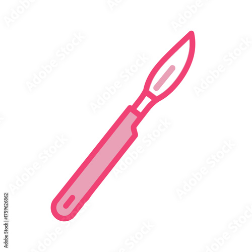 Isolated surgical scalpel icon with a sharp blade, a symbol for surgery, medicine, and precision