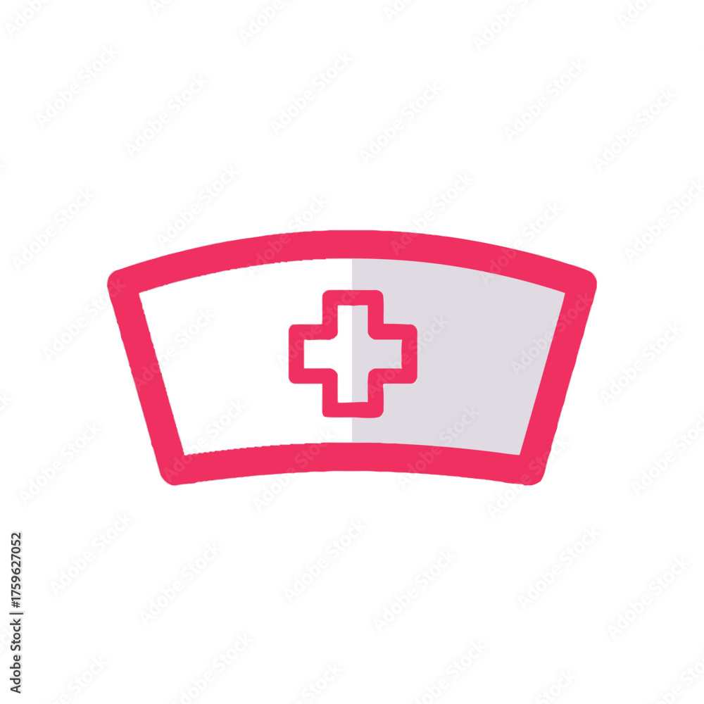 Fototapeta premium Simple medical nurse cap icon, a symbol of healthcare and professionalism in a clean vector illustration