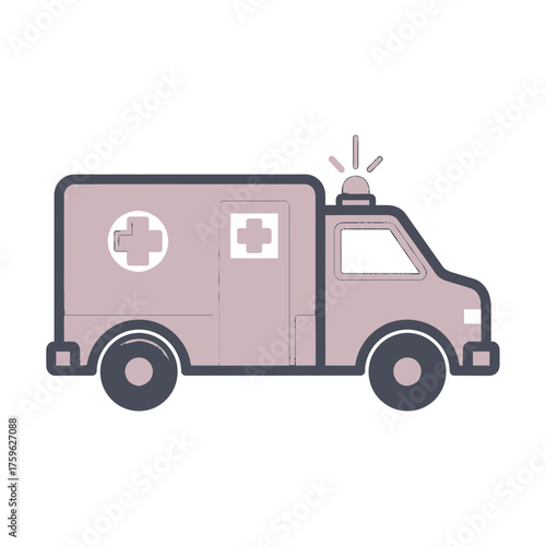 Emergency Ambulance Vehicle Icon in Modern Flat Design Style, Representing Medical Aid and Urgent Care Services with a Minimalist Aesthetic