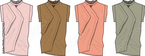 Fashionable Dress Sketches in Varied Colors Dress Design Illustrations