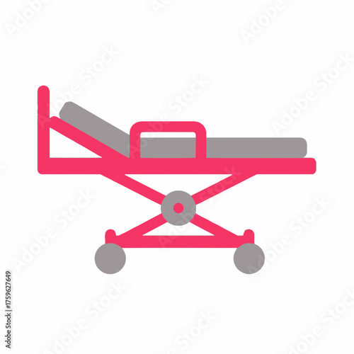 Vector graphic of a hospital emergency stretcher bed, a medical transport equipment icon isolated on white