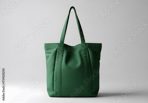 Forest green canvas tote bag mockup on light gray background