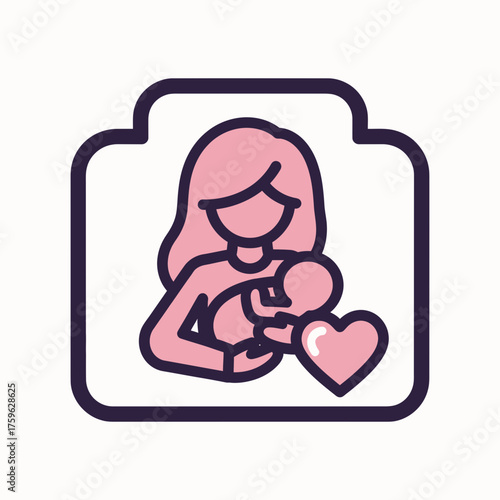 Mother Holding Baby Icon Breastfeeding Support & Motherhood Vector Graphic