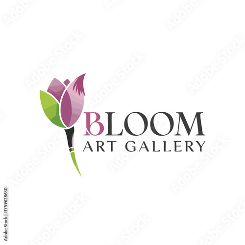 Art Gallery Logo Featuring Brushstroke Bloom
