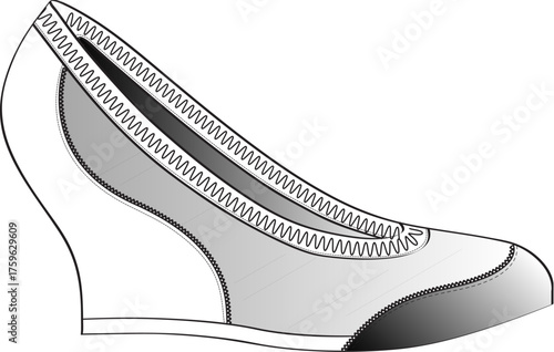 Elegant Wedge Heel Shoe Illustration for Fashion Design Projects
