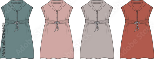 Fashionable Summer Dress Design with Waist Tie in Various Color Options