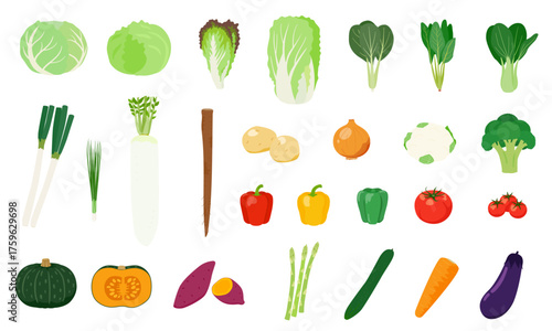野菜の主線無しイラストセット