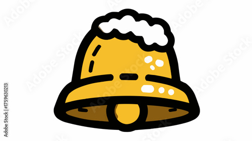 A yellow bell covered with snow for festive holiday packaging and Christmas ornament design