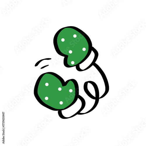 Doodle of Green Polka Dot Mittens