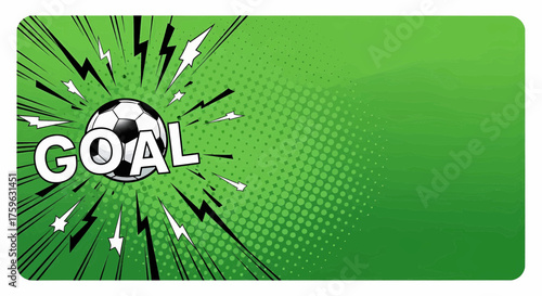 Pop art comic style football goal, a dynamic sport illustration on a vector background for a poster banner