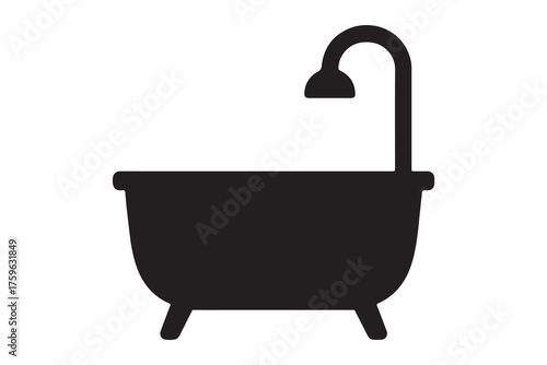 Modern minimalist bathtub icon for interior design and bathroom concepts