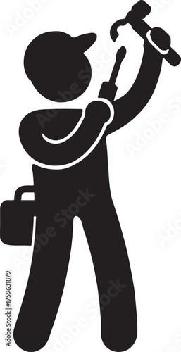 Handyman fixing light bulb vector, home repair and electrical maintenance illustration, EPS file.