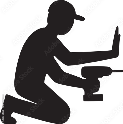 Flat design handyman repairing scene, home maintenance and construction vector, EPS illustration.