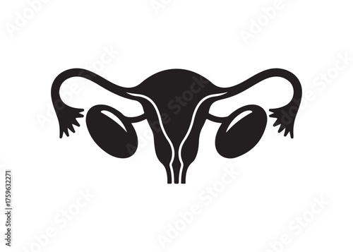 Vector art of female reproductive system in black silhouette