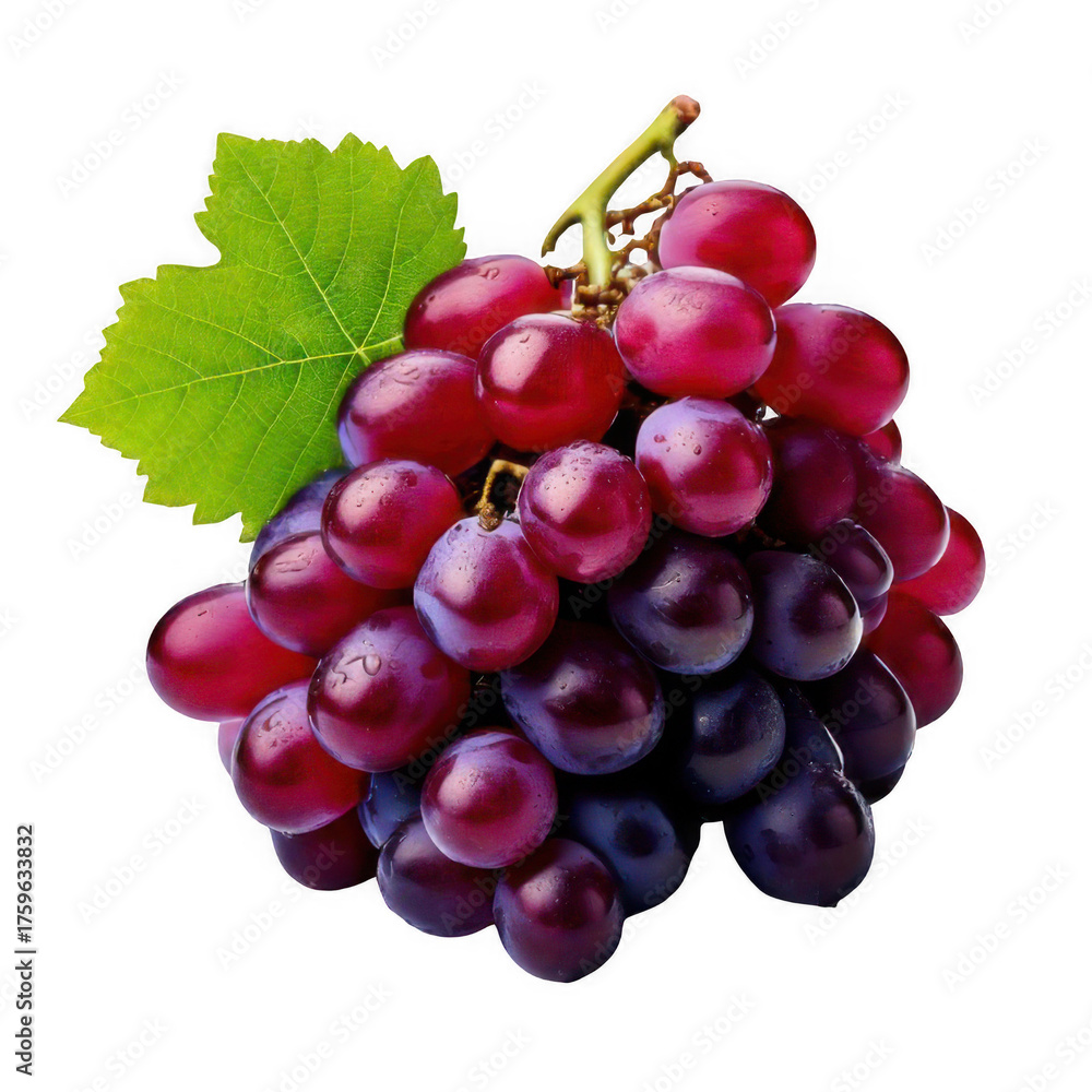 Fototapeta premium Red grapes bunch isolated on white background