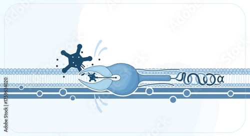 Immune cell attacking virus Microscopic view Medical concept