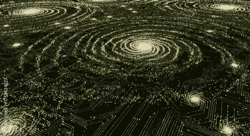 Abstract swirls glowing in darkness cosmic galaxy concept