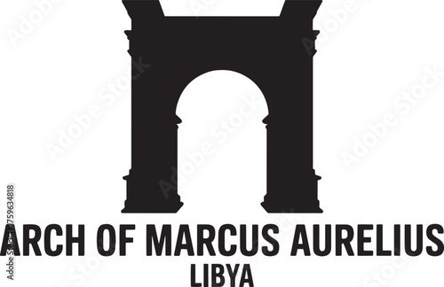 Arch of Marcus Aurelius Libya Ancient Roman Landmark Silhouette on Transparent Background