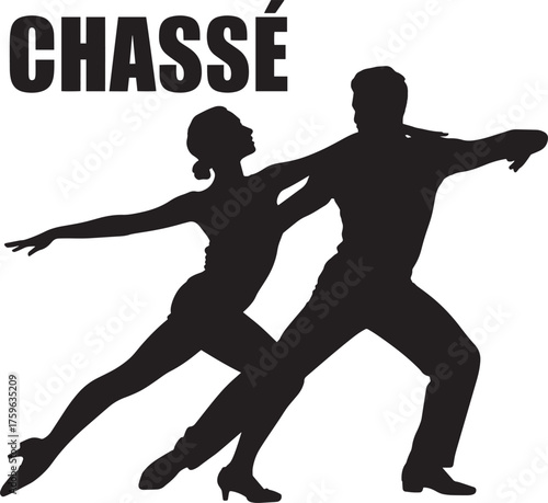 Chasse Dance Move Silhouette Dancers Ballroom Performers Elegant Movement Partners