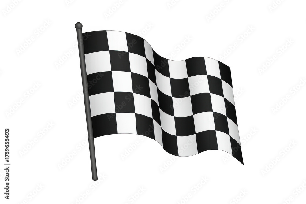 Fototapeta premium Checkered flag indicating finish line, racing victory, speed, competition, and success on transparent background