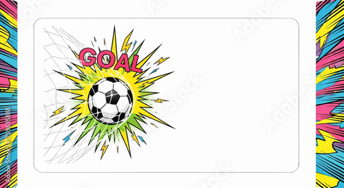 Soccer goal sport illustration in pop art comic style. A dynamic vector background for a tournament poster