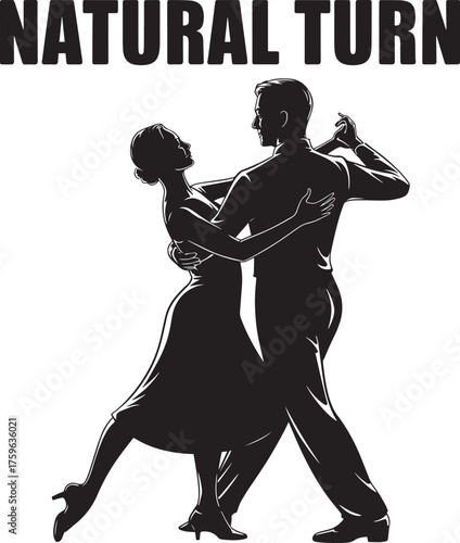Silhouette Dancers Natural Turn Dynamic Pose Ballroom Dance Partners