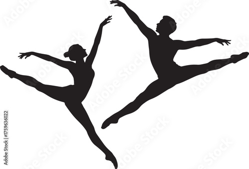 Silhouette Ballet Dancers Dynamic Pose Graceful Artistic Performance