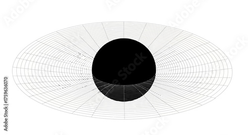 Abstract black sphere with grid pattern futuristic technology concept