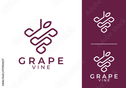 simple creative grape logo design vector	
