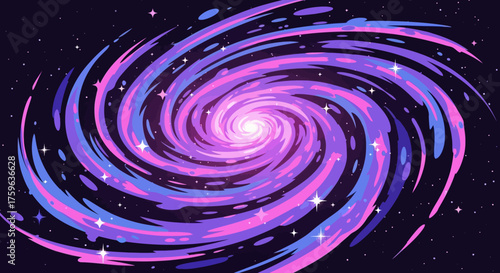 Swirling galaxy cosmic artwork purple and blue nebulas stars space exploration