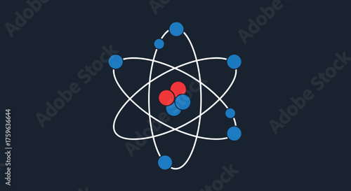 Atom Model Simple depiction of atomic structure with electrons orbiting nucleus science concept