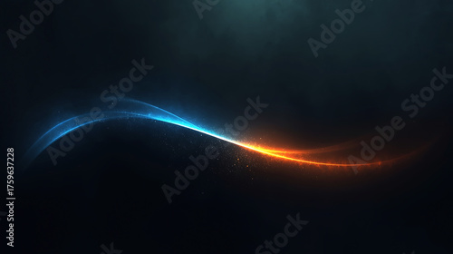 Abstract glowing wave design with smooth transition from blue to orange on dark background