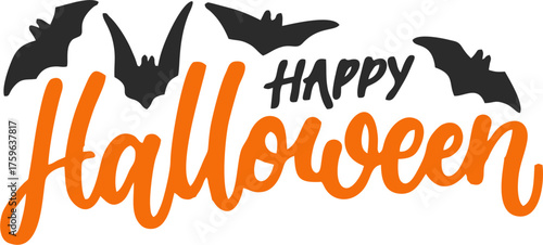 Spooky Orange Happy Halloween Curvy Font Design