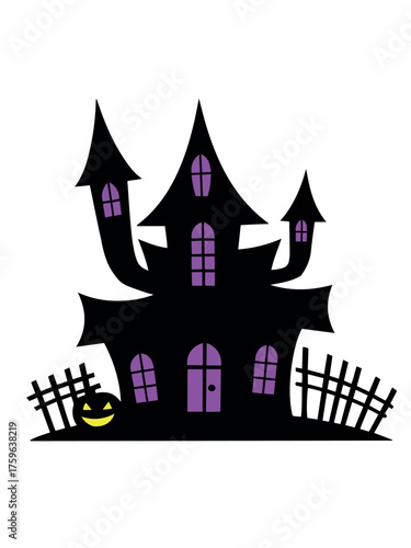 Halloween Haunted House Shadow Silhouette Vector Illustration
