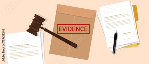 Evidence stamped in brown envelope concept of proof in law justice court