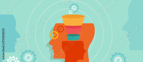 filter information algorithm engine technology create echo chamber and filter bubble head filtered by funnel concept