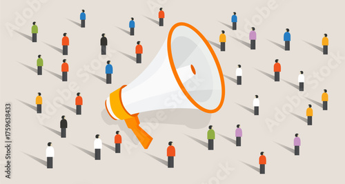 mass marketing communication to group of people loudspeaker public advertisement announcement