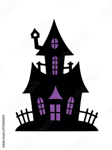 Halloween Haunted House Shadow Silhouette Vector Illustration
