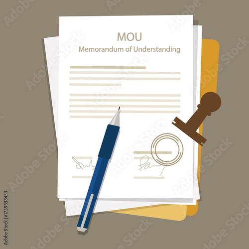 Concept of MOU: Legal Partnership Document with Stamp and Seal