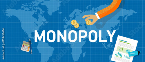 Monopoly Business Concept: Single Company Dominating the Global Market