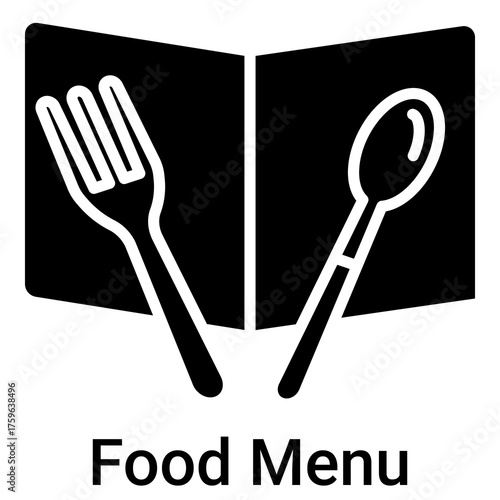 Food Menu Icon in Solid Style Vector Illustration