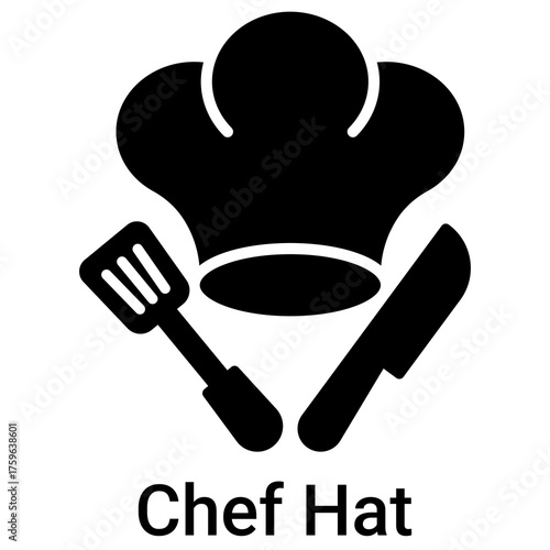 Chef Hat Icon in Solid Style Vector Illustration