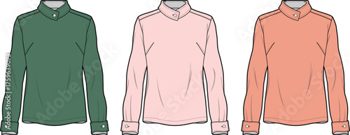 Tailored Blouses in Green, Pink, and Orange A Trio of Stylish Shirts