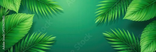Organic green floral vector background, minimal palm leaves , palm, wallpaper