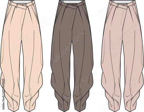 Trendy Trousers Fashion Illustration Stylish Pant Design Concepts in Diverse Colors and Styles