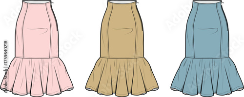 Skirt Collection Fashionable Styles in Pink, Beige, and Blue. Diverse designs for any occasion