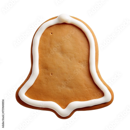 Bell-Shaped Gingerbread Cookie on Transparent Background